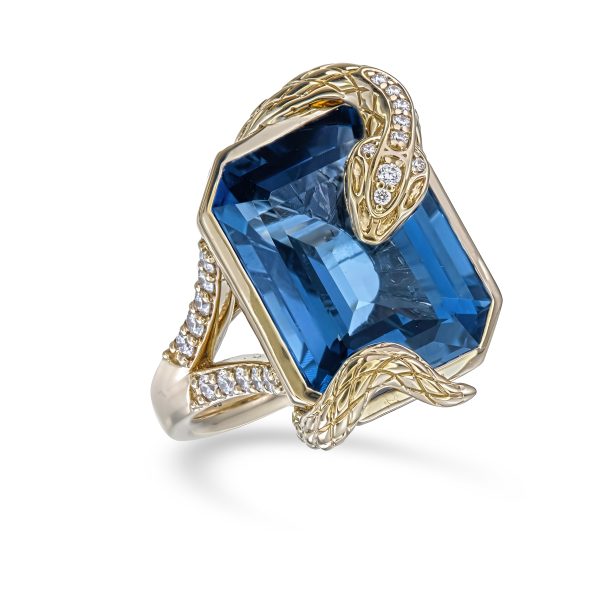 Blue Topaz Snake Ring - Image 2