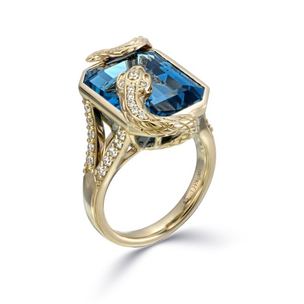 Blue Topaz Snake Ring - Image 3