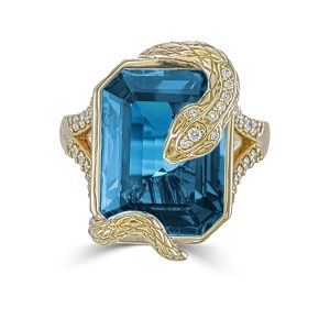 Blue Topaz Snake Ring