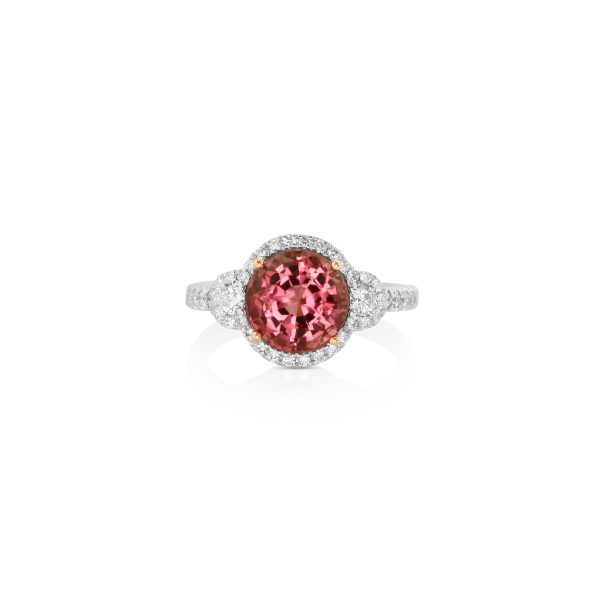 Round Pink Tourmaline Diamond Ring - Image 2