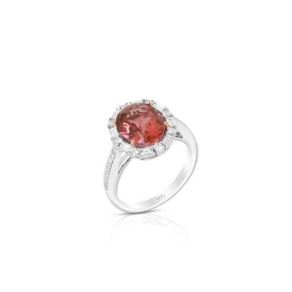 Oval Pink Tourmaline Baguette Diamond Ring - Image 3