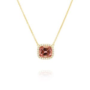 Cushion Pink Tourmaline Pendant