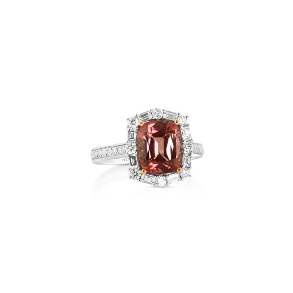 Emerald-Cut Pink Tourmaline Halo Ring - Image 2
