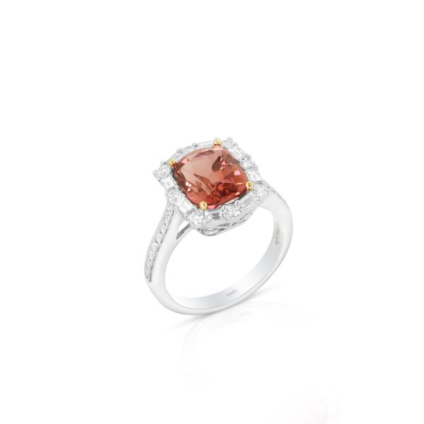 Emerald-Cut Pink Tourmaline Halo Ring - Image 3