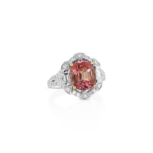 Art Deco Pink Tourmaline Cocktail Ring - Image 2