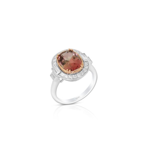 Oval Pink Tourmaline Baguette Ring - Image 3