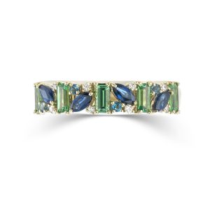 Tsavorite & Sapphire Mosaic Ring