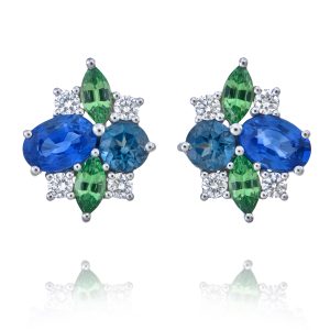 Blue Sapphire & Tsavorite Earrings