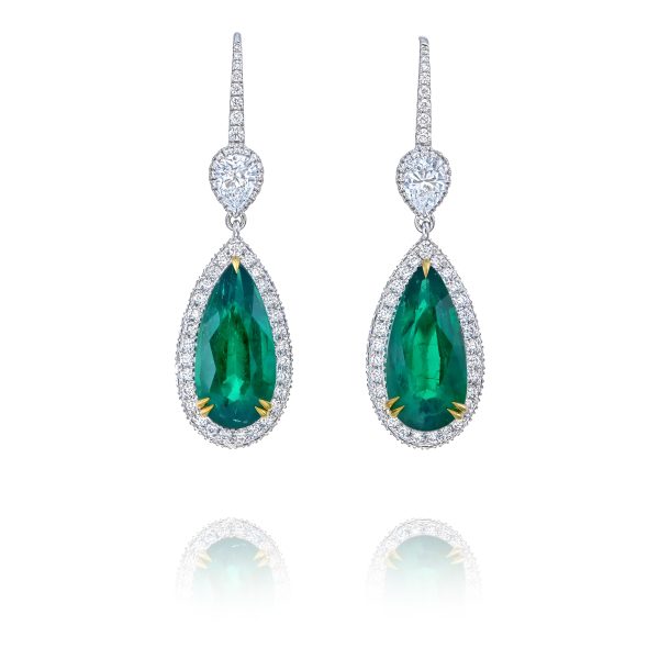 Emerald and Diamond Drop Earrings