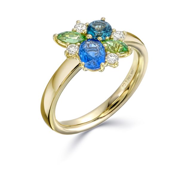 Blue Sapphire & Tsavorite Ring - Image 2