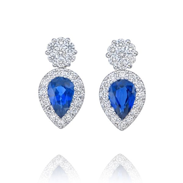 Blue Sapphire and Diamond Earrings