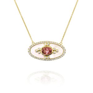 Pink Tourmaline & Mother of Pearl Pendant