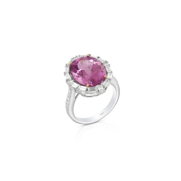 Oval Rubellite Pink Diamond Ring - Image 3