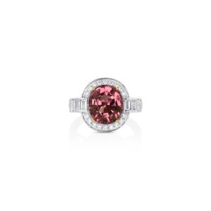 Round Pink Tourmaline Halo Ring