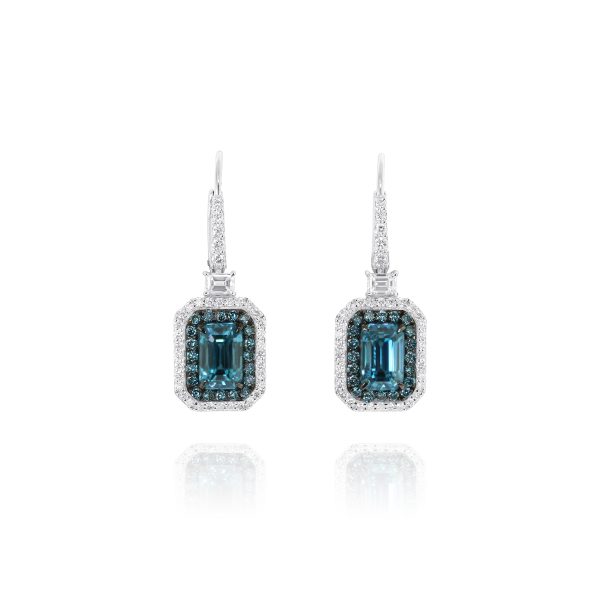 Blue Zircon & Diamond Drop Earrings - Image 2