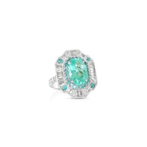 Oval Paraiba and Diamond Ring