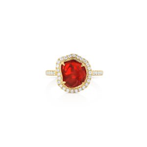 Fire Opal and Diamond Ring