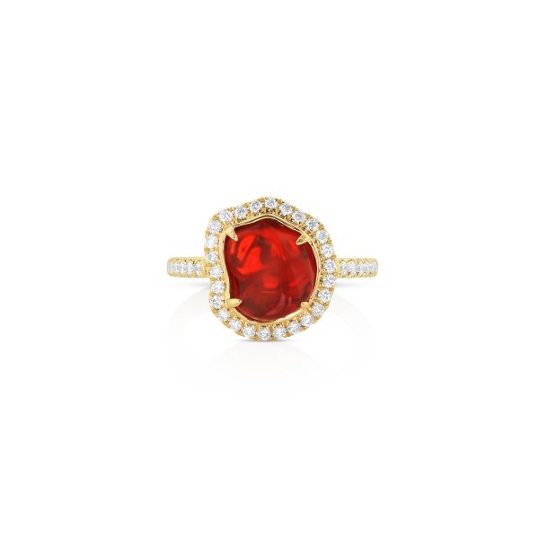 Fire Opal and Diamond Ring
