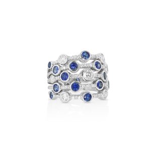 Bold Sapphire and Diamond Wide Band