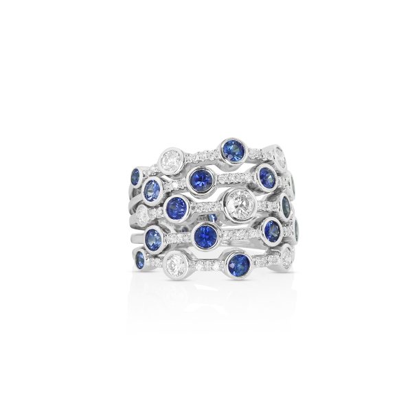 Bold Sapphire and Diamond Wide Band