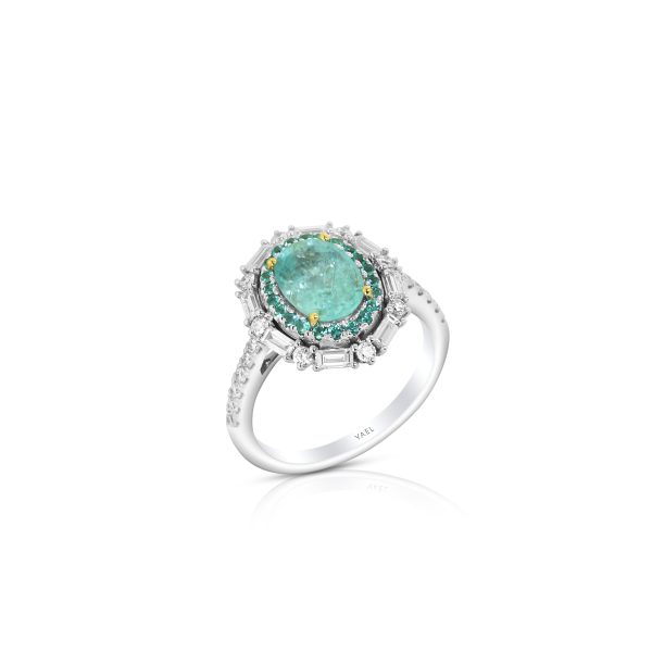 Oval Paraiba and Diamond Accent Ring - Image 3