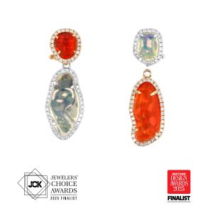 Free-Form Fire and White Opal Earrings