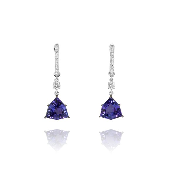 Trillion-Cut Tanzanite Dangle Earrings - Image 2