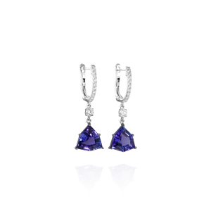 Trillion-Cut Tanzanite Dangle Earrings