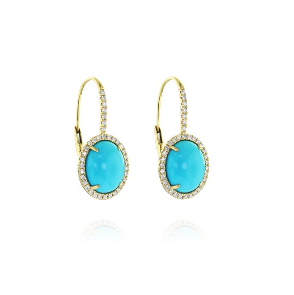 Turquoise and Diamond Halo Earrings - Image 2