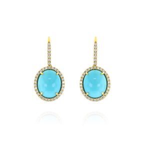 Turquoise and Diamond Halo Earrings