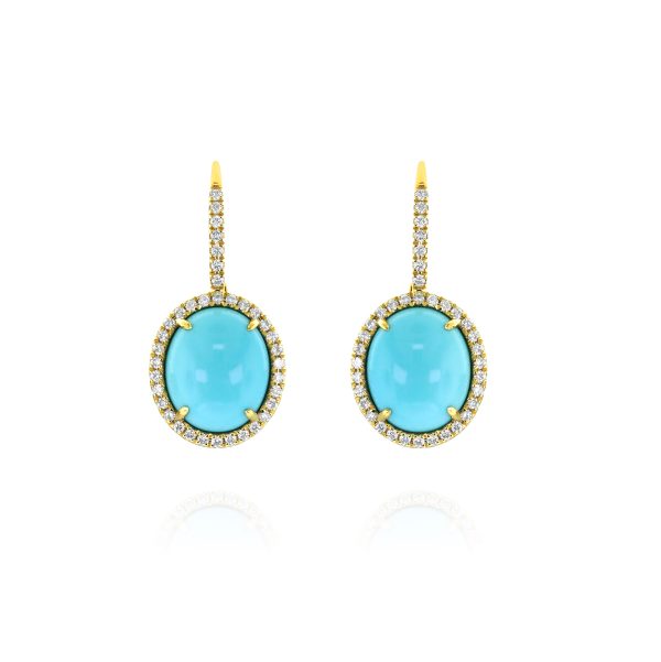 Turquoise and Diamond Halo Earrings