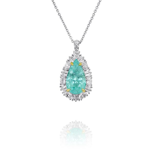 Grand Pear Paraiba Tapered Baguette Pendant - Image 4