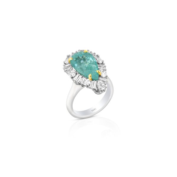 Grand Pear Paraiba Tapered Baguette Pendant - Image 5