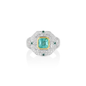 MoDeco Emerald-Cut Paraiba Statement Ring