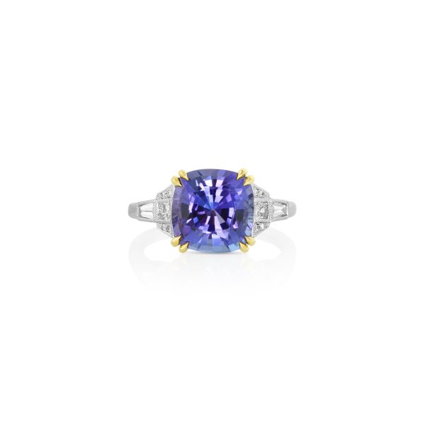 Radiant Tanzanite & Princess Cut Diamond Ring - Image 2