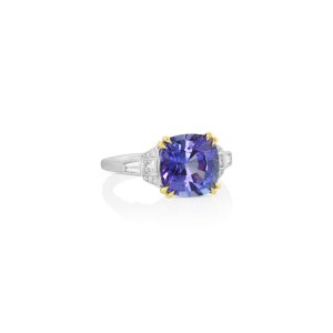 Radiant Tanzanite & Princess Cut Diamond Ring