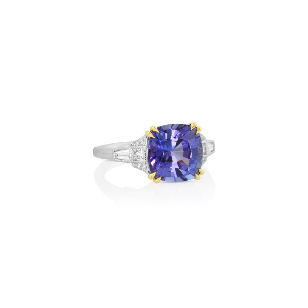 Radiant Tanzanite & Princess Cut Diamond Ring