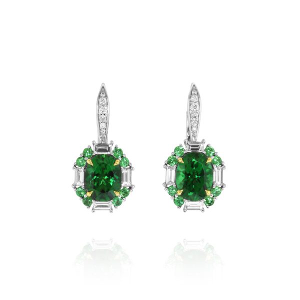 Oval Tsavorite Drop Earrings - Image 2