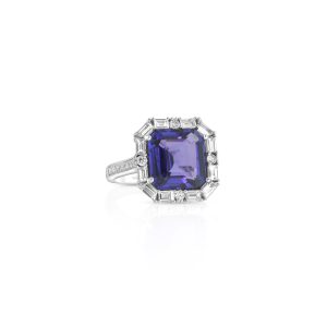 Emerald-Cut Tanzanite & Diamond Ring
