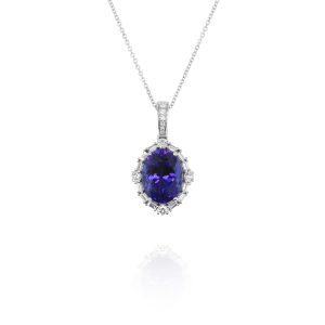 Tanzanite Pendant with Diamond Halo