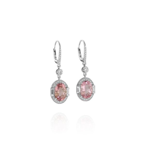 Oval Pink Tourmaline Drop Earrings - Image 2