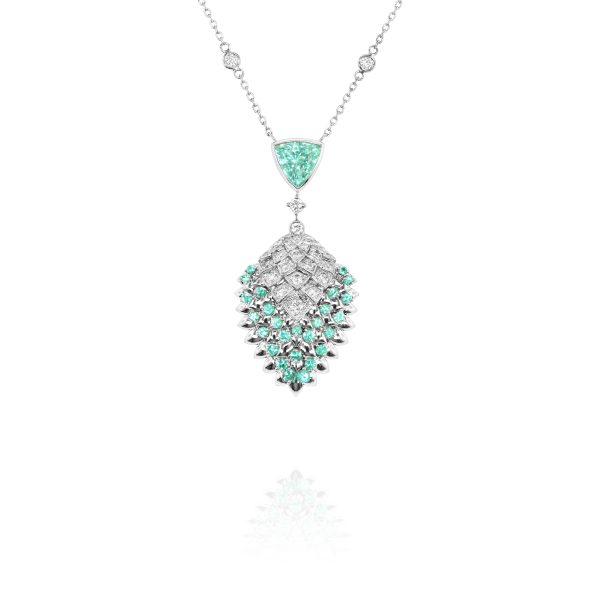 Cascading Trilliant Paraiba Fringe Pendant - Image 2