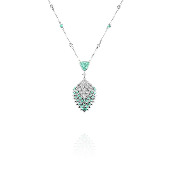 Cascading Trilliant Paraiba Fringe Pendant