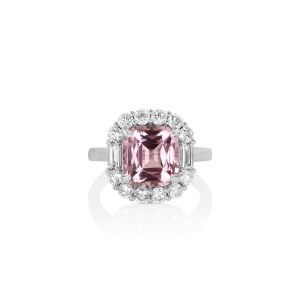 Oval Pink Tourmaline Halo Ring