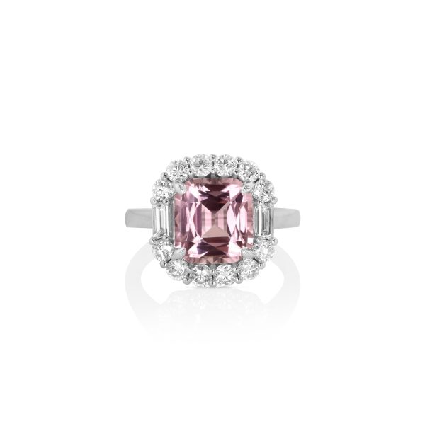 Oval Pink Tourmaline Halo Ring