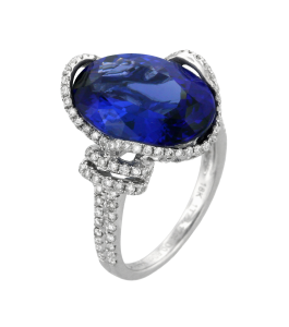Oval Tanzanite & Diamond Pavé Ring