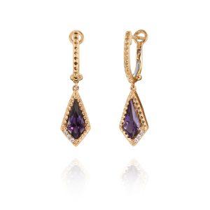Amethyst & Diamond Drop Earrings