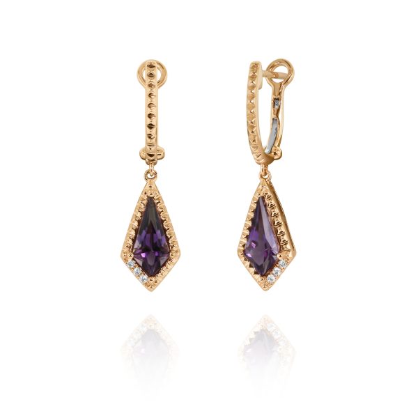 Amethyst & Diamond Drop Earrings