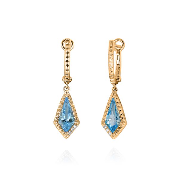 Swiss Blue Topaz & Diamond Drop Earrings - Image 3