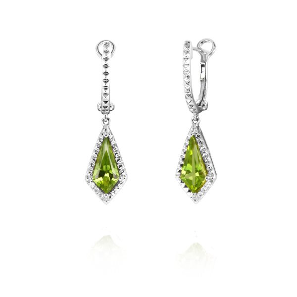 Peridot & Diamond Drop Earrings - Image 2